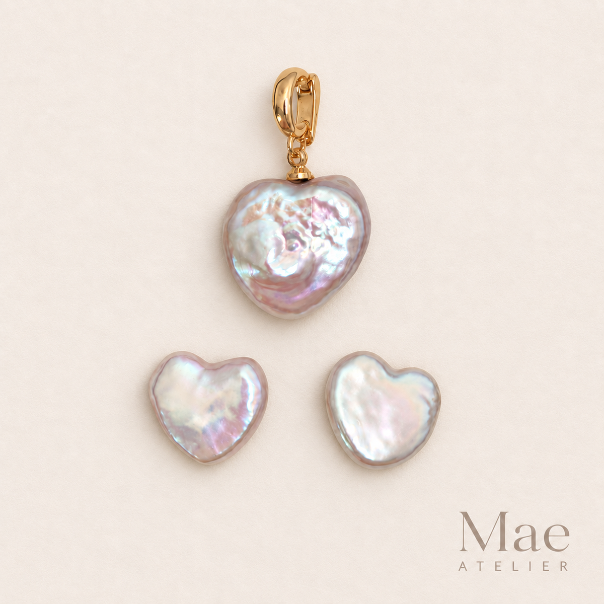 Heart Pearl Stud Earrings – Freshwater Baroque Pearl Studs, Handmade in Sterling Silver