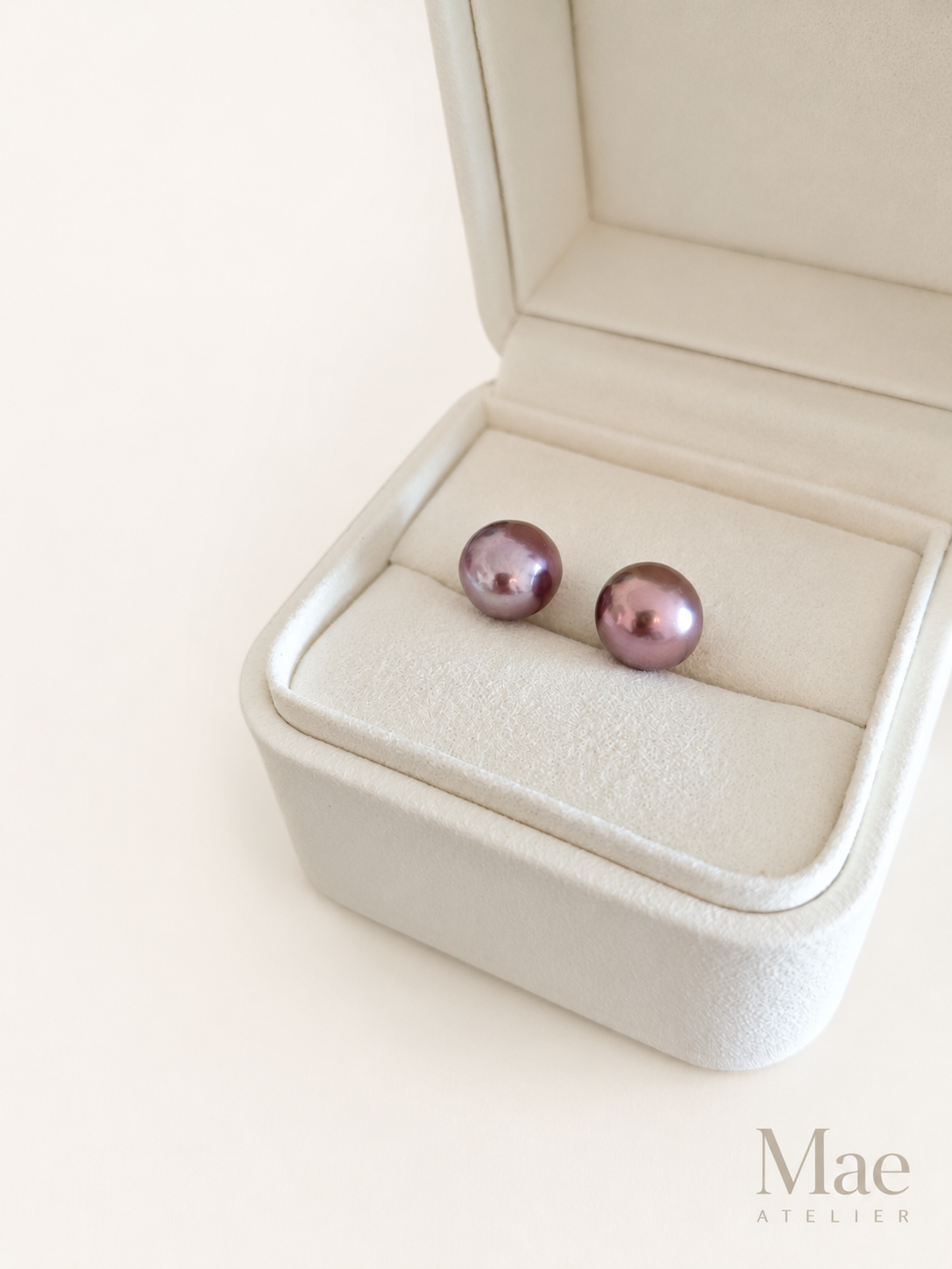 Natural Purple Edison Pearl Stud Earrings, 10-12mm Metallic
