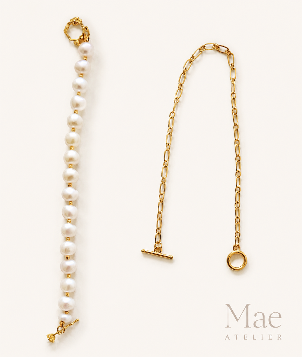 Convertible Keshi Pearl Bracelet Necklace, 18K Gold Rose Clasp, Freshwater Pearl Jewelry