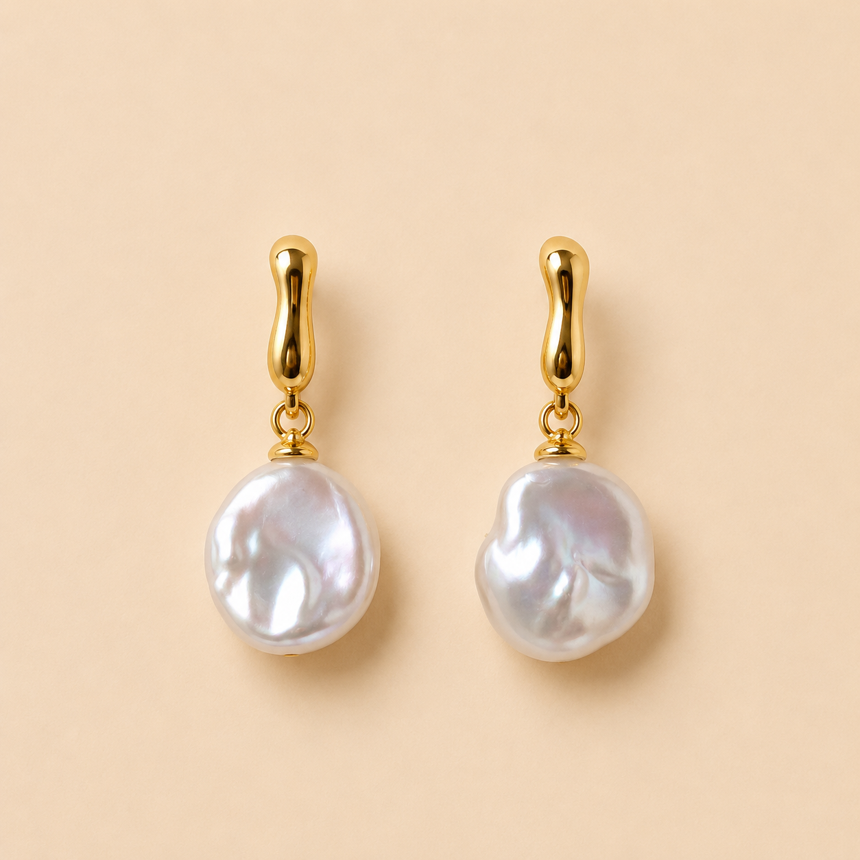 Velour Gold Pearl Drop Earrings