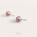 Natural Purple Edison Pearl Stud Earrings, 10-12mm Metallic
