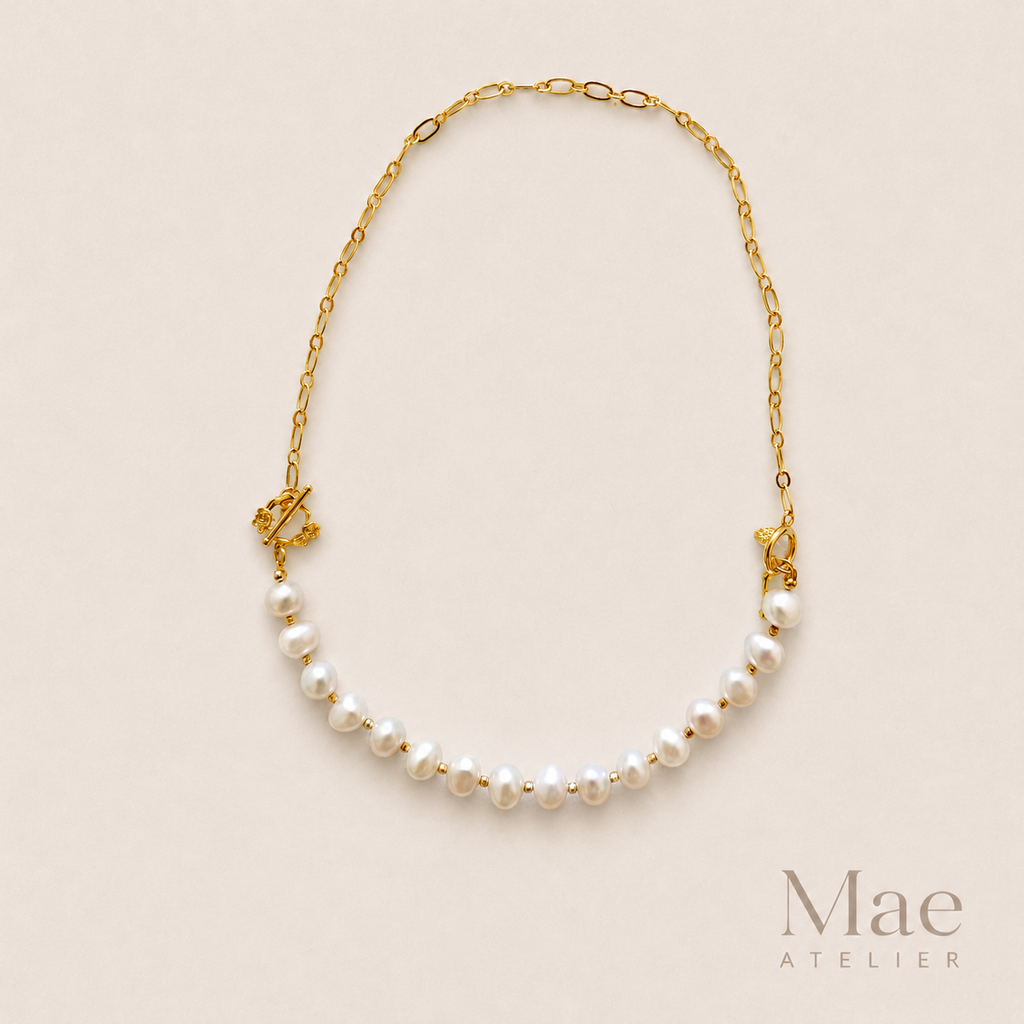 Convertible Keshi Pearl Bracelet Necklace, 18K Gold Rose Clasp, Freshwater Pearl Jewelry