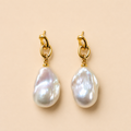Gold Link Baroque Pearl Earrings