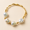 Aurora Wave Baroque Pearl Bracelet | Sculptural 18K Gold-Plated, Adjustable