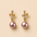 Rosé Ribbon Pearl Earrings
