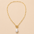 Gold Chain Pearl Pendant Necklace