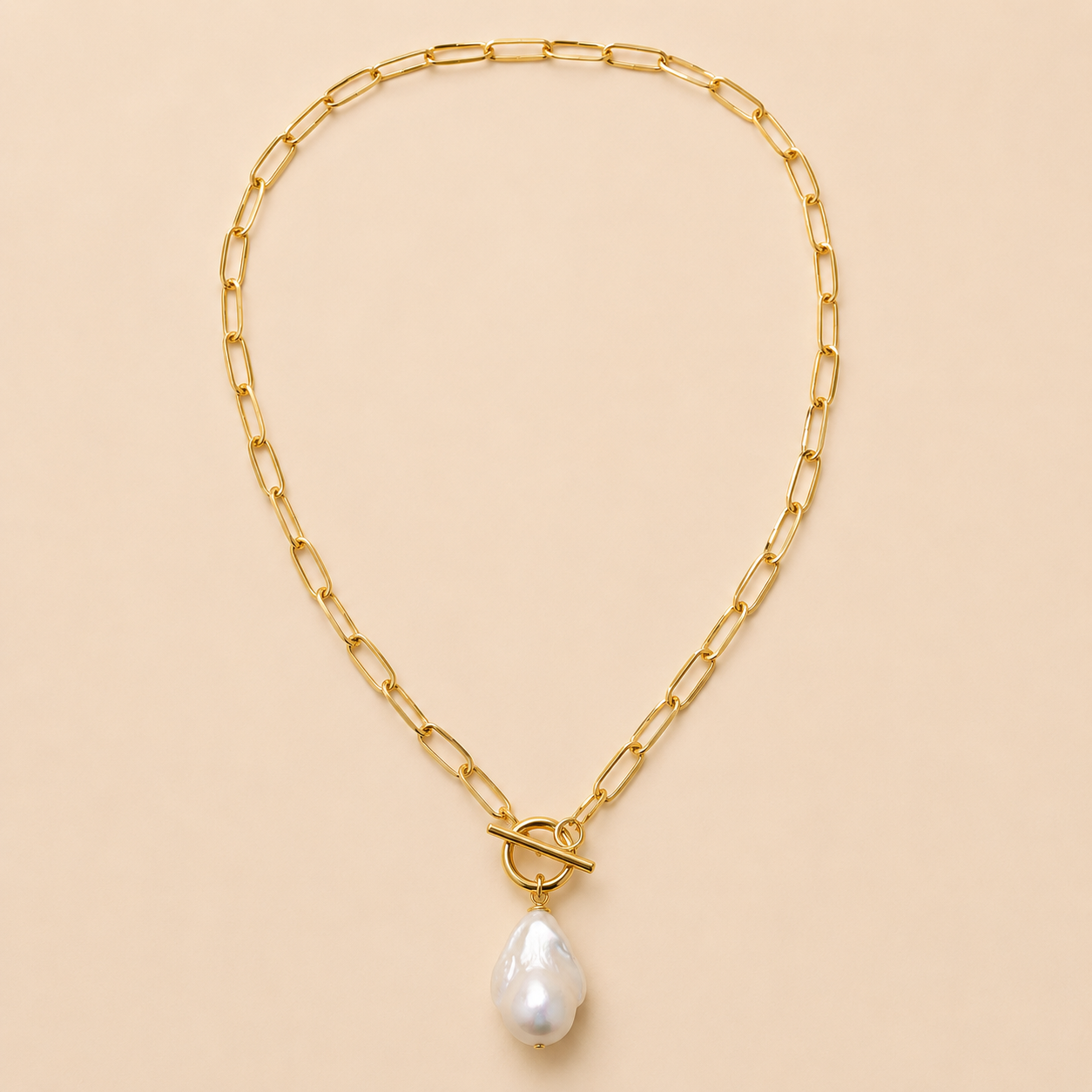 Gold Chain Pearl Pendant Necklace