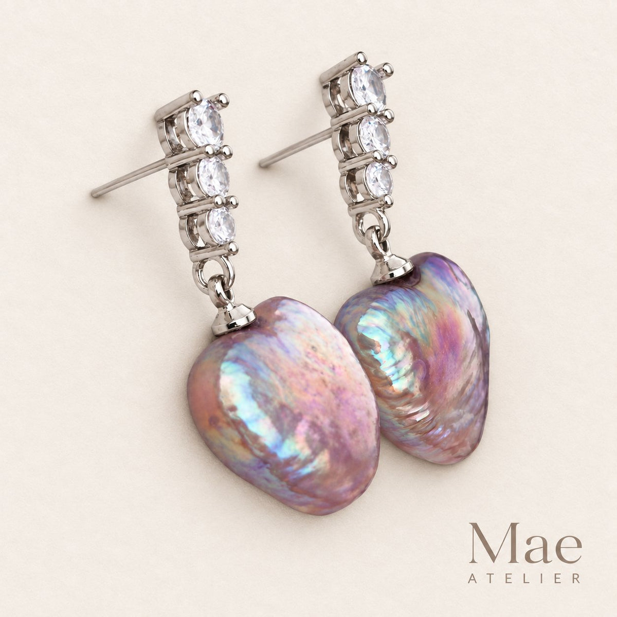 Purple heart pearl earrings and pendant gift set
