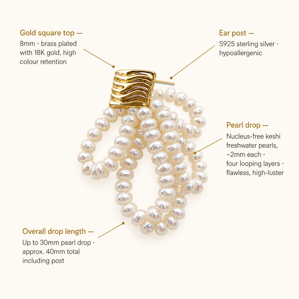 Aurora Keshi Pearl Statement Earrings | Sterling Silver Posts, Hypoallergenic
