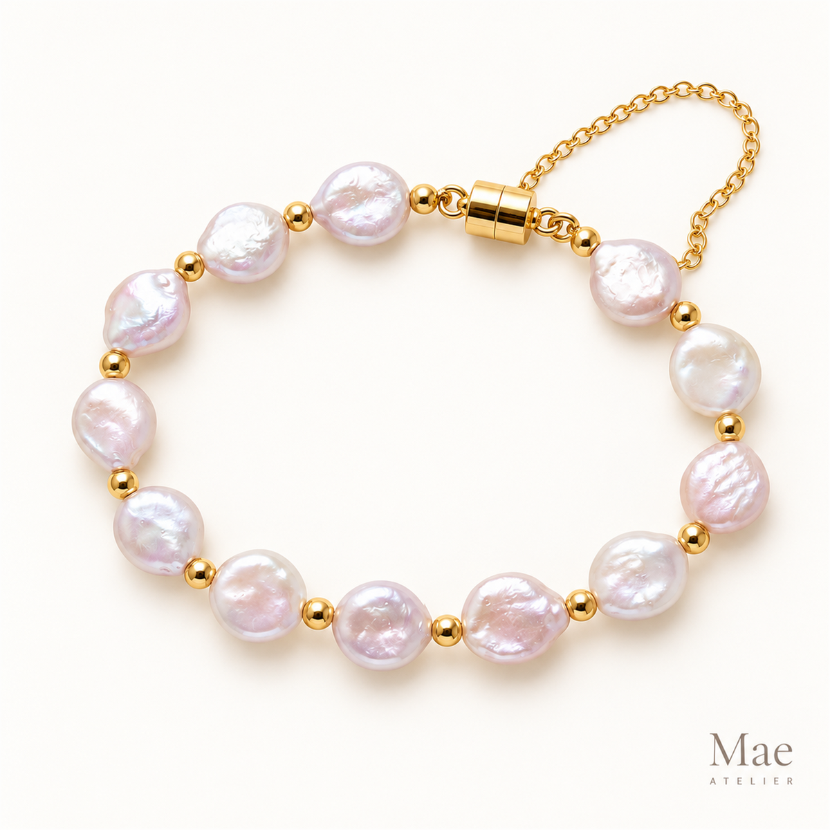 Aurora Freshwater Baroque Pearl Bracelet | Coin Pearls, Magnetic Clasp — full product view