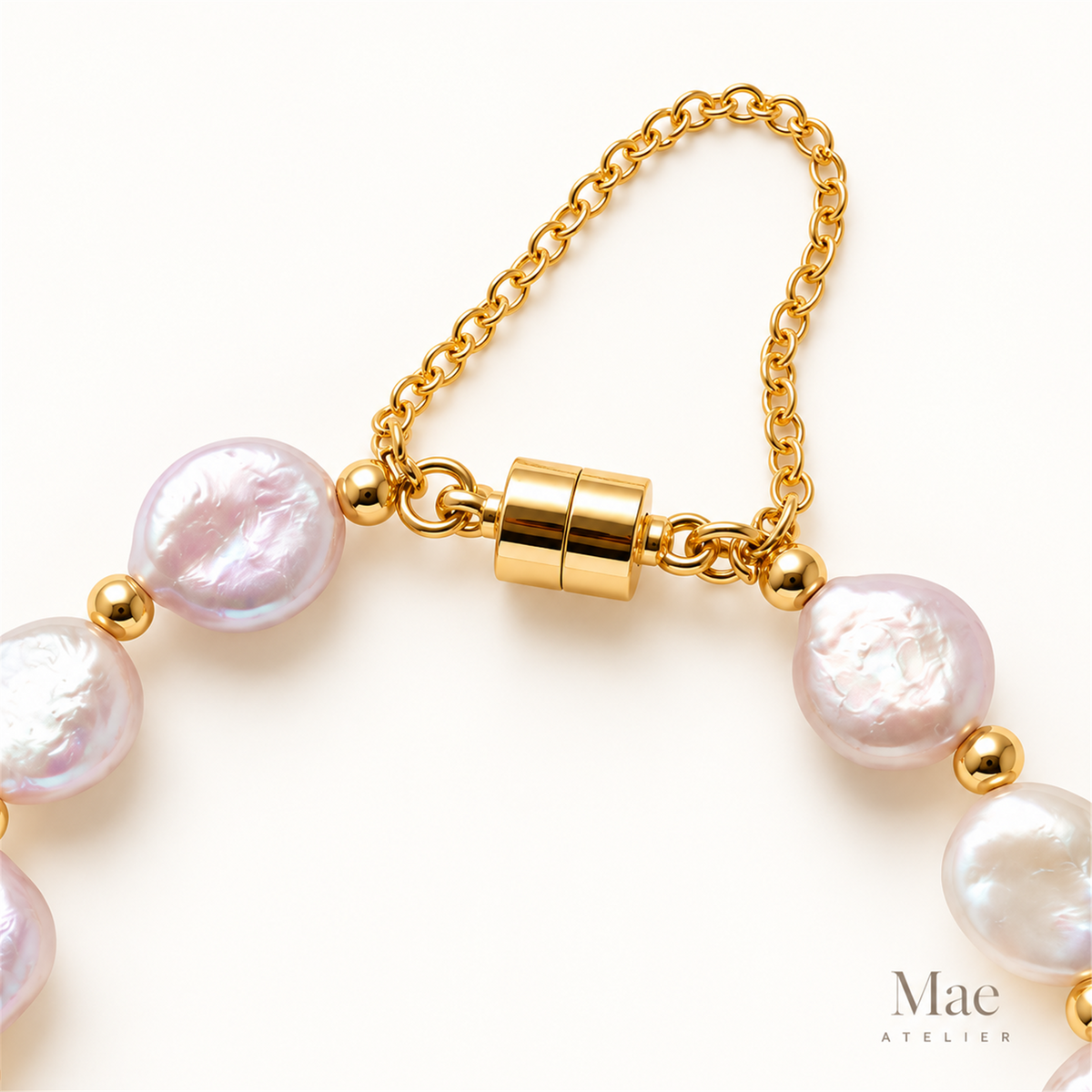 Aurora Freshwater Baroque Pearl Bracelet | Coin Pearls, Magnetic Clasp — hardware detail