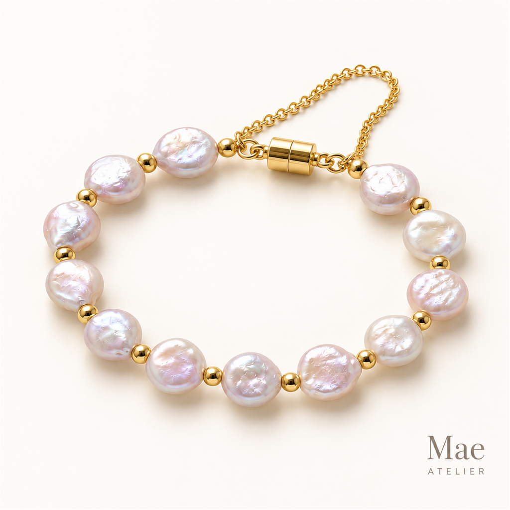 Aurora Freshwater Baroque Pearl Bracelet | Coin Pearls, Magnetic Clasp — alternate angle