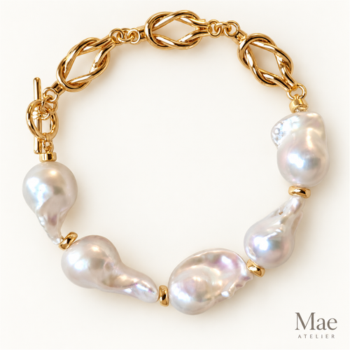 Aurora Chain Baroque Pearl Bracelet | Gold Chain & Toggle Clasp, Custom Fit — hero view