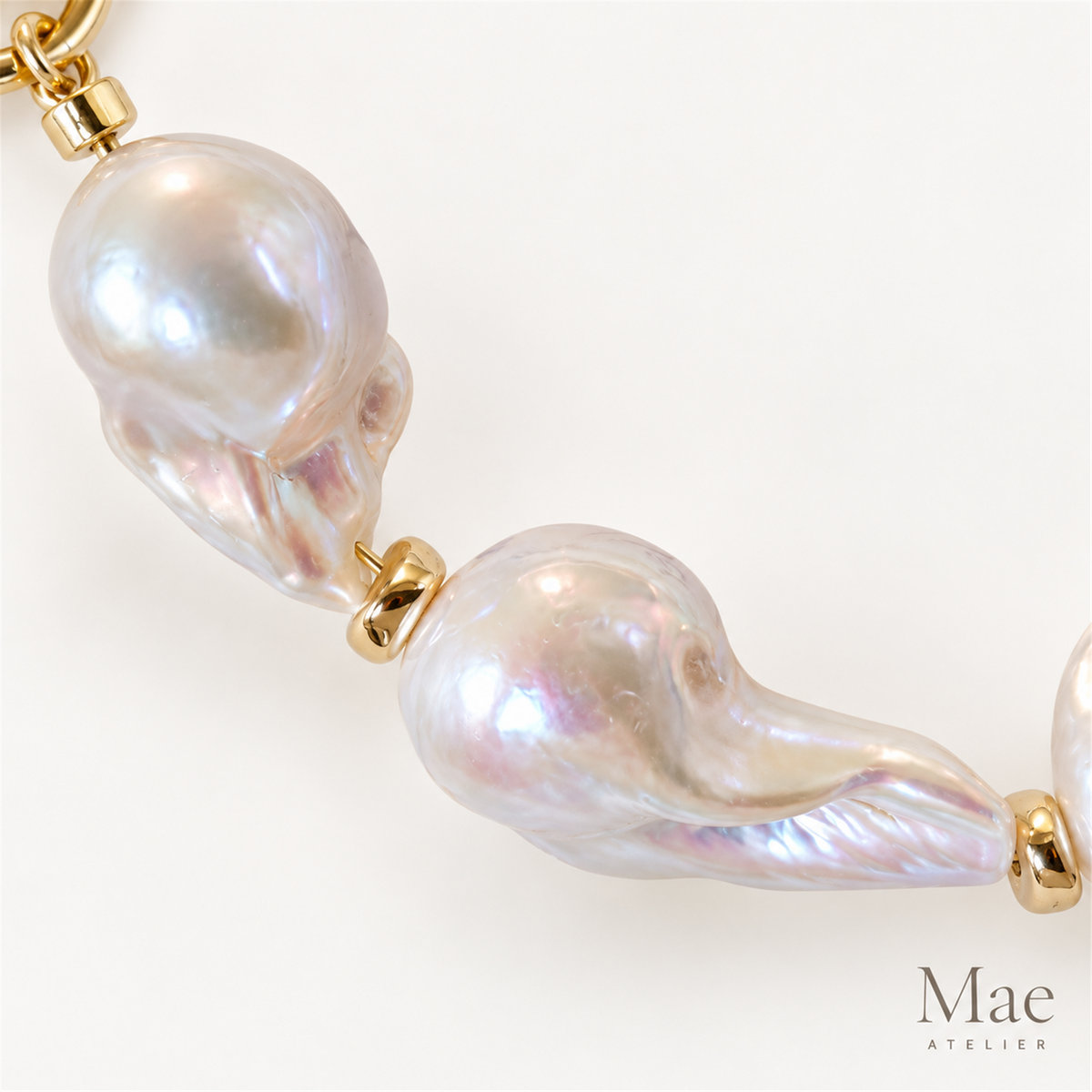 Aurora Chain Baroque Pearl Bracelet | Gold Chain & Toggle Clasp, Custom Fit — pearl detail