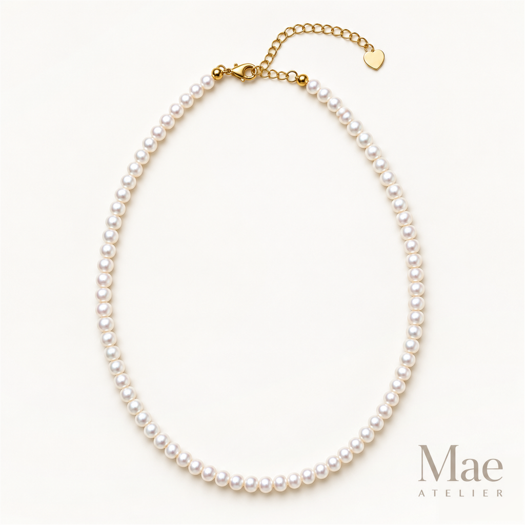 Aurora Everyday Pearl Necklace | Dainty Round Baroque Freshwater Pearls, Adjustable — hero view