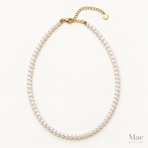 Aurora Everyday Pearl Necklace | Dainty Round Baroque Freshwater Pearls, Adjustable — hero view
