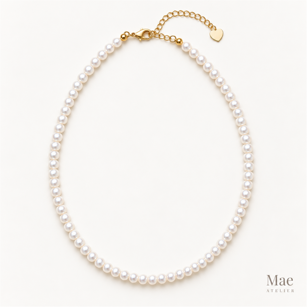 Aurora Everyday Pearl Necklace | Dainty Round Baroque Freshwater Pearls, Adjustable — full product view