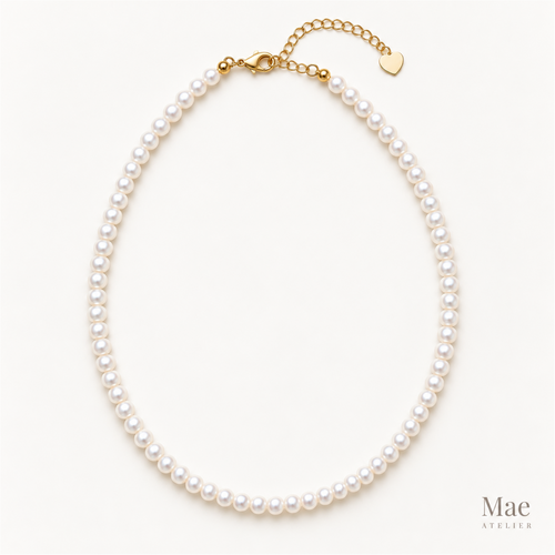 Aurora Everyday Pearl Necklace | Dainty Round Baroque Freshwater Pearls, Adjustable — full product view