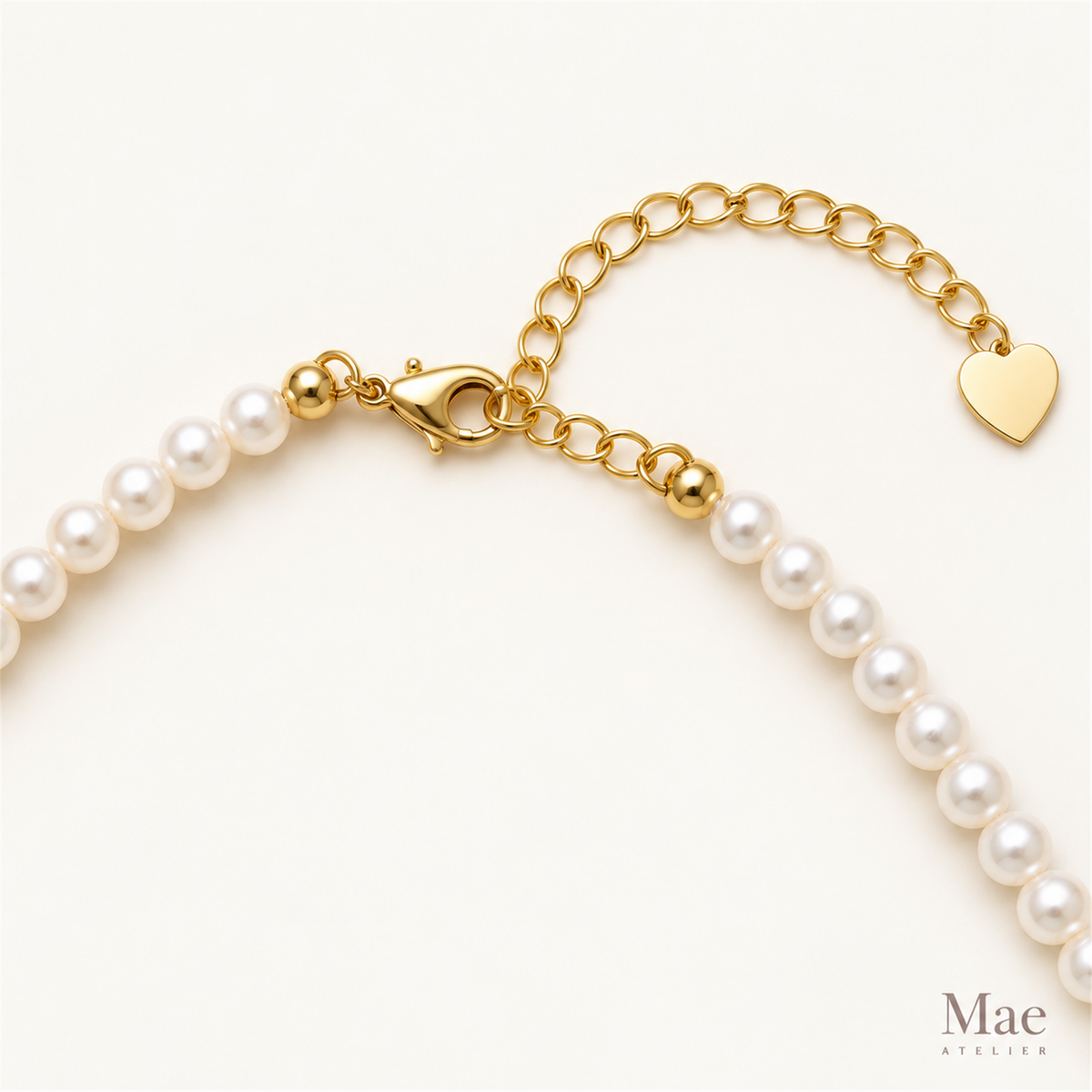 Aurora Everyday Pearl Necklace | Dainty Round Baroque Freshwater Pearls, Adjustable — hardware detail