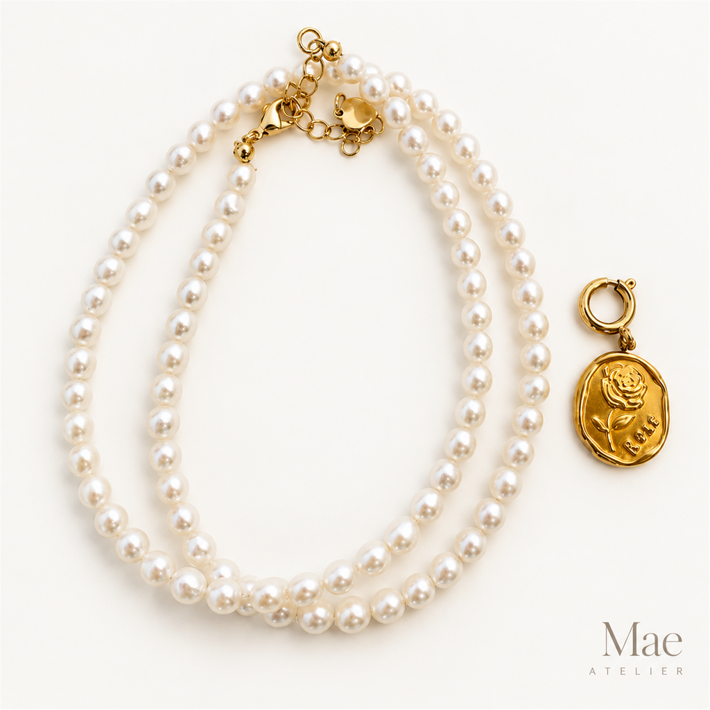 Aurora Everyday Pearl Necklace | Dainty Round Baroque Freshwater Pearls, Adjustable — alternate angle
