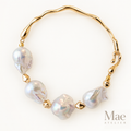Aurora Wave Baroque Pearl Bracelet | Sculptural 18K Gold-Plated, Adjustable — hero view