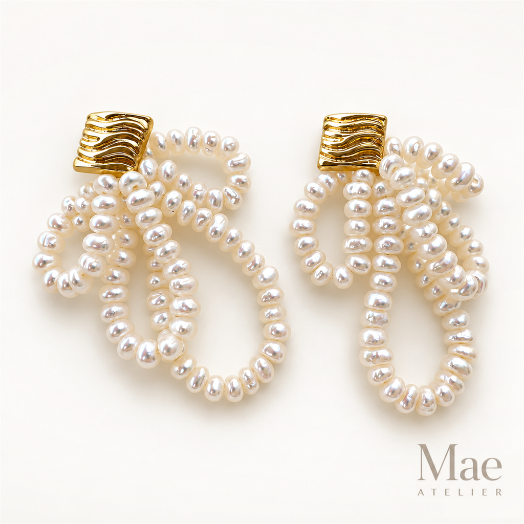 Aurora Pearl Loop Statement Earrings — hero view