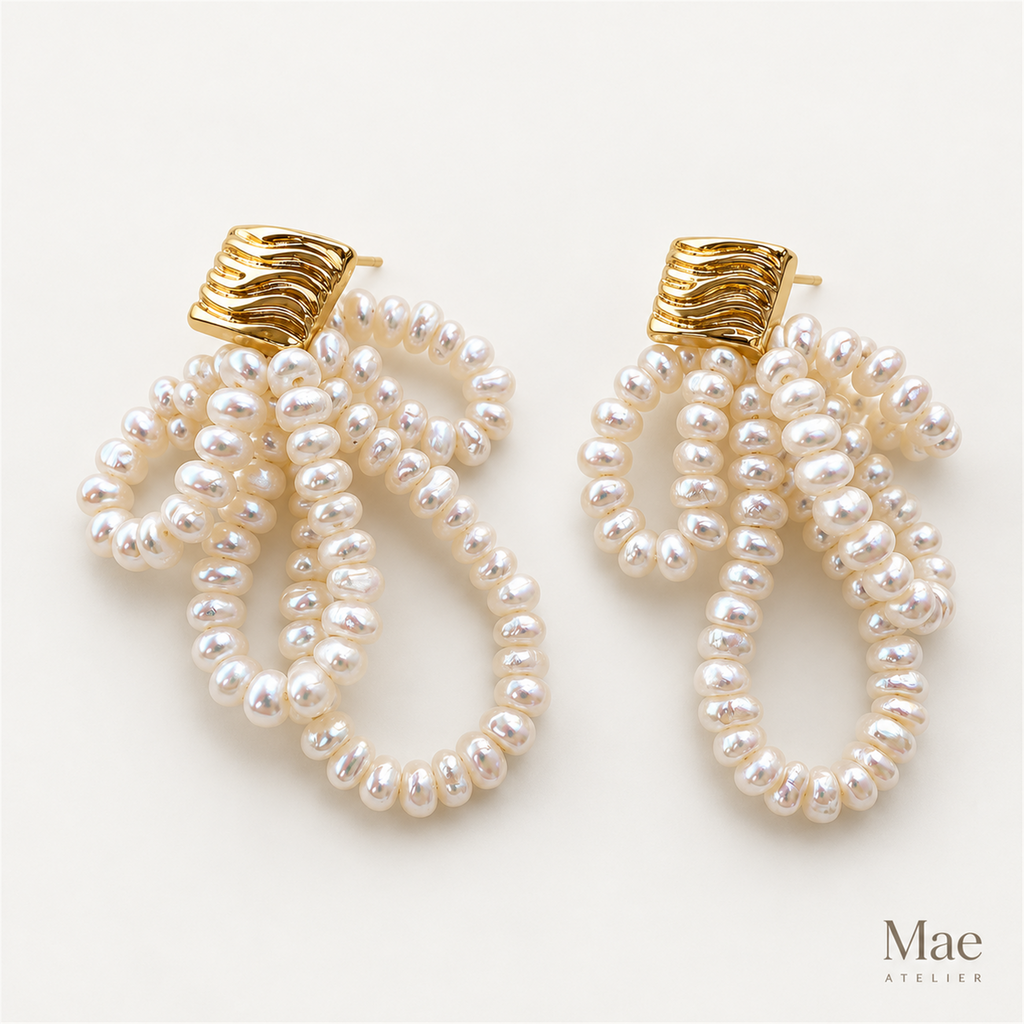Aurora Pearl Loop Statement Earrings — alternate angle