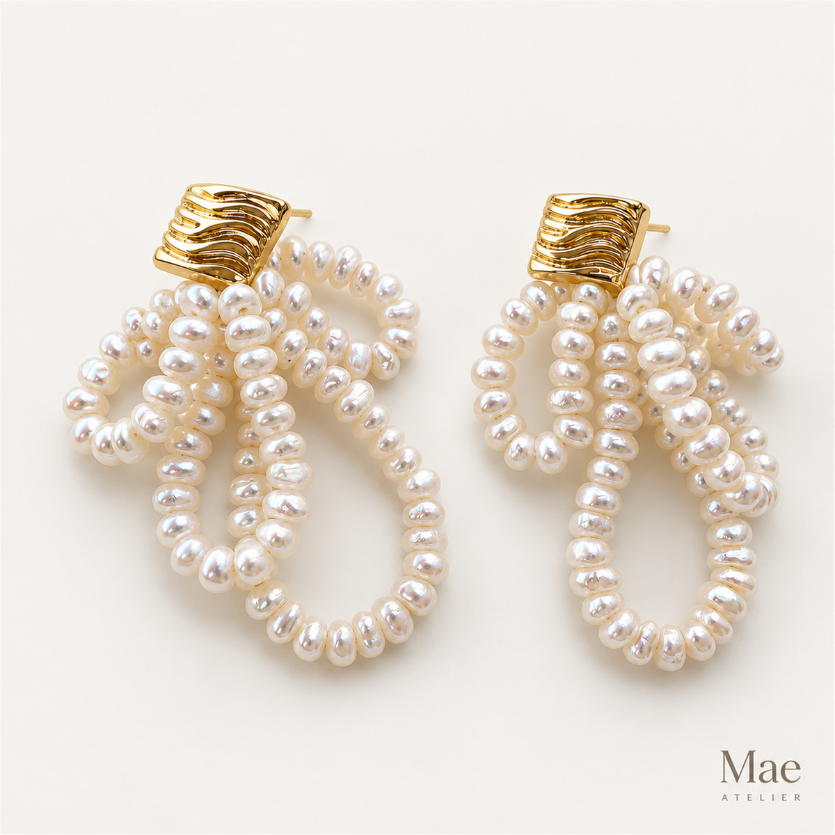Aurora Pearl Loop Statement Earrings — alternate angle