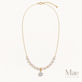Freshwater Pearl Necklace, Gold Smile Pendant, Convertible Choker, 18k Gold-Plated Brass — hero view