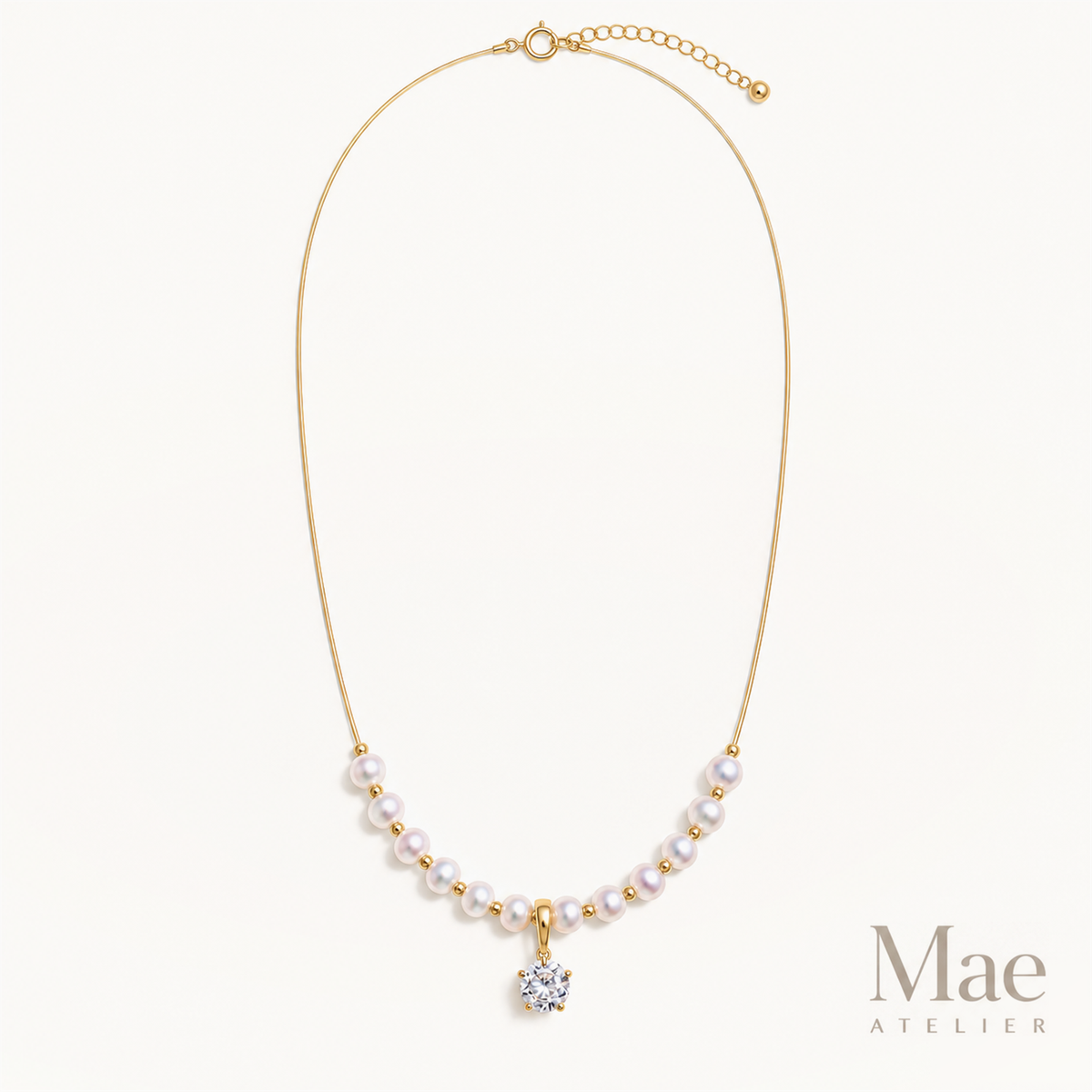 Freshwater Pearl Necklace, Gold Smile Pendant, Convertible Choker, 18k Gold-Plated Brass — hero view