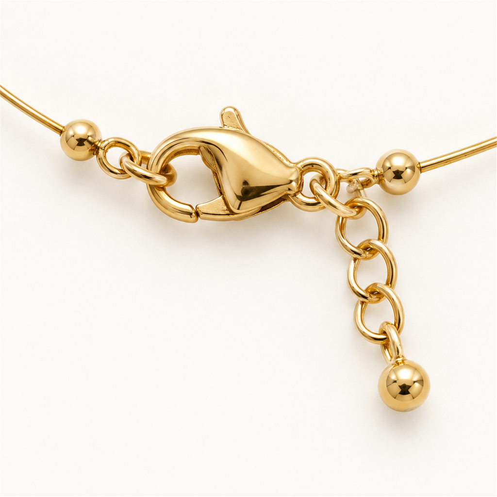 Freshwater Pearl Necklace, Gold Smile Pendant, Convertible Choker, 18k Gold-Plated Brass — hardware detail