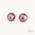 Natural Purple Edison Pearl Stud Earrings, 10-12mm Metallic — hero view