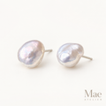 White Keshi Pearl Stud Earrings, Freshwater Baroque Pearls, S925 Sterling Silver, Bridal Jewelry — full product view