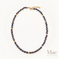 Purple Peacock Freshwater Pearl Choker, Dainty Rice Pearls, Gold Accent Beads, Gift for Her — hero view