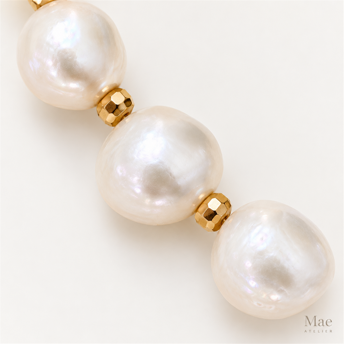 2-in-1 Keshi Pearl Bracelet Necklace – Convertible Freshwater Pearls, 18K Gold-Plated Rose Clasp — pearl detail