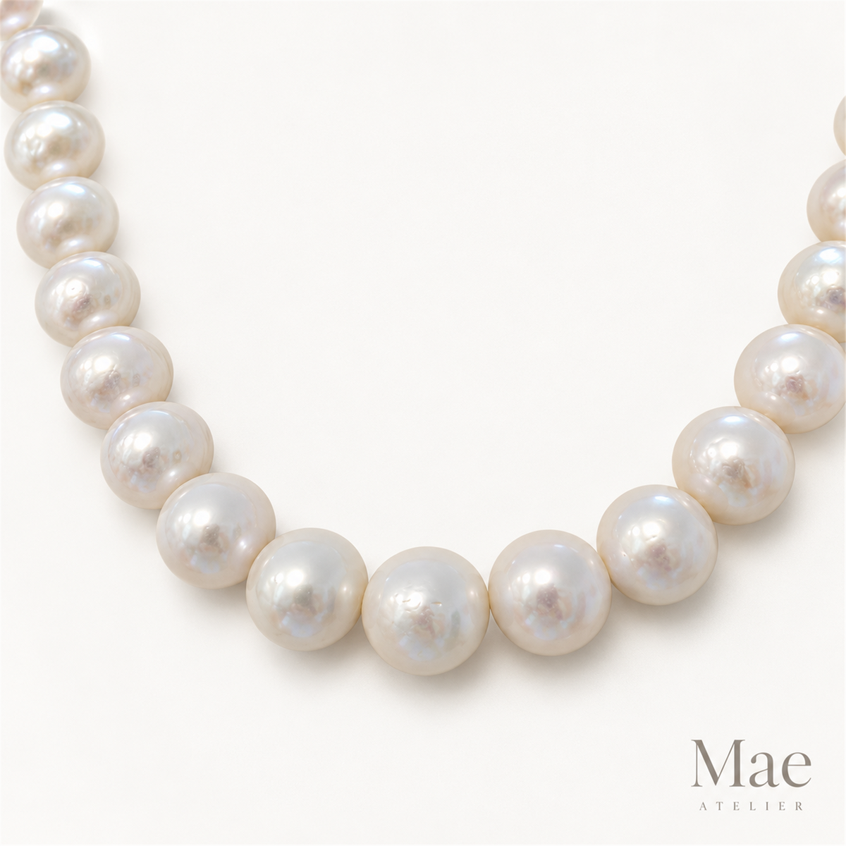 Large Freshwater Pearl Necklace, 9-11.5mm High Luster, Crystal Bow Clasp — pearl detail