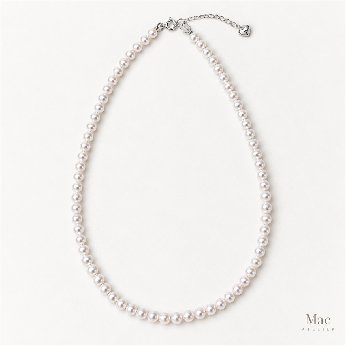 AAAA+ Round Freshwater Pearl Necklace, S925 Silver, Bridal Wedding Heirloom Jewelry — full product view