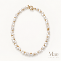 Dainty Freshwater Pearl Necklace, 18K Gold Beaded, Akoya Style, Bridal Layering — hero view