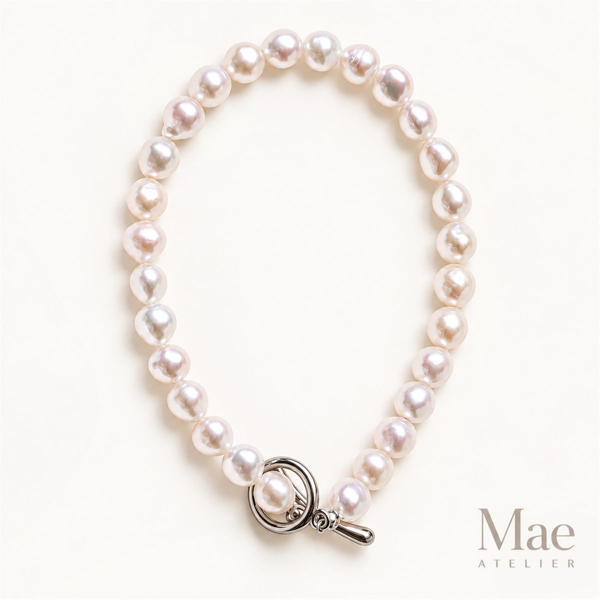 Freshwater Pearl Bracelet, 5.5mm Baroque Pearls, 18K White Gold Plated Toggle Clasp — hero view