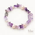 Natural Amethyst & Freshwater Pearl Bracelet, Ombré Purple, CZ Toggle Clasp — hero view