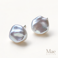 Large Keshi Pearl Stud Earrings, 10-12mm Baroque Freshwater Pearls, Sterling Silver Posts — hero view