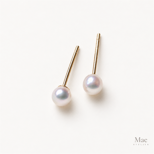 4mm Akoya Pearl Stud Earrings, Saltwater Pearls, Sterling Silver Posts — hero view