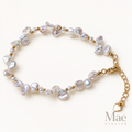 Keshi Petal Pearl Bracelet, 18K Gold Plated Beads, Metallic Luster, Adjustable Length, Heart Charm — hero view