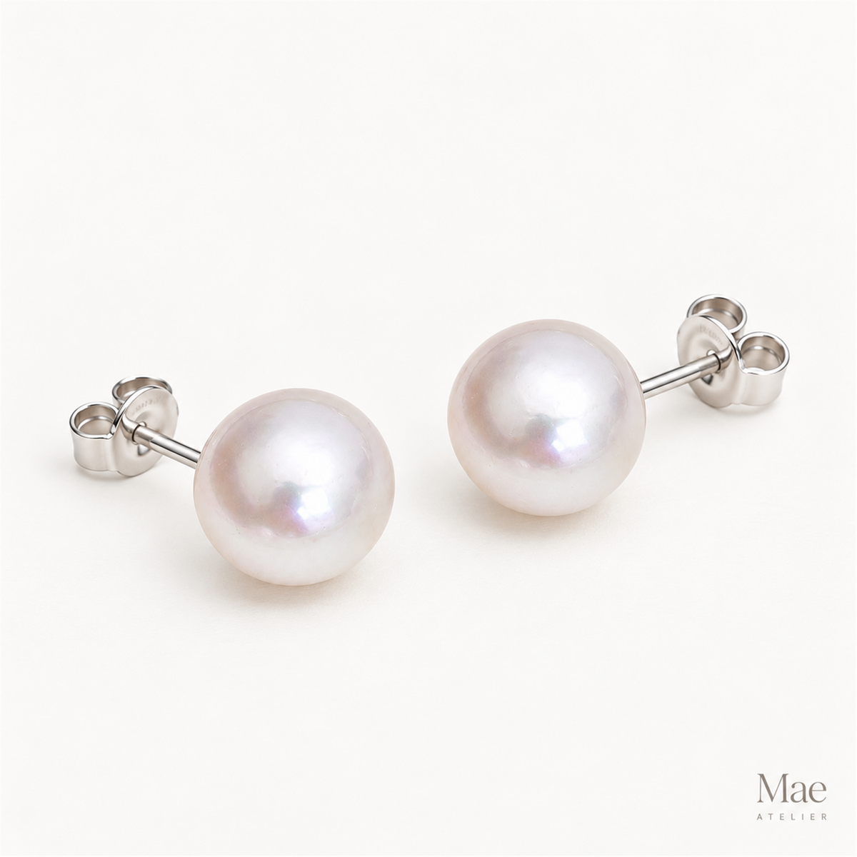 7-8mm Freshwater Pearl Studs, Domed Shape, Silky Luster Real Pearls, S925 Silver Posts, Everyday Gift for Her — full product view