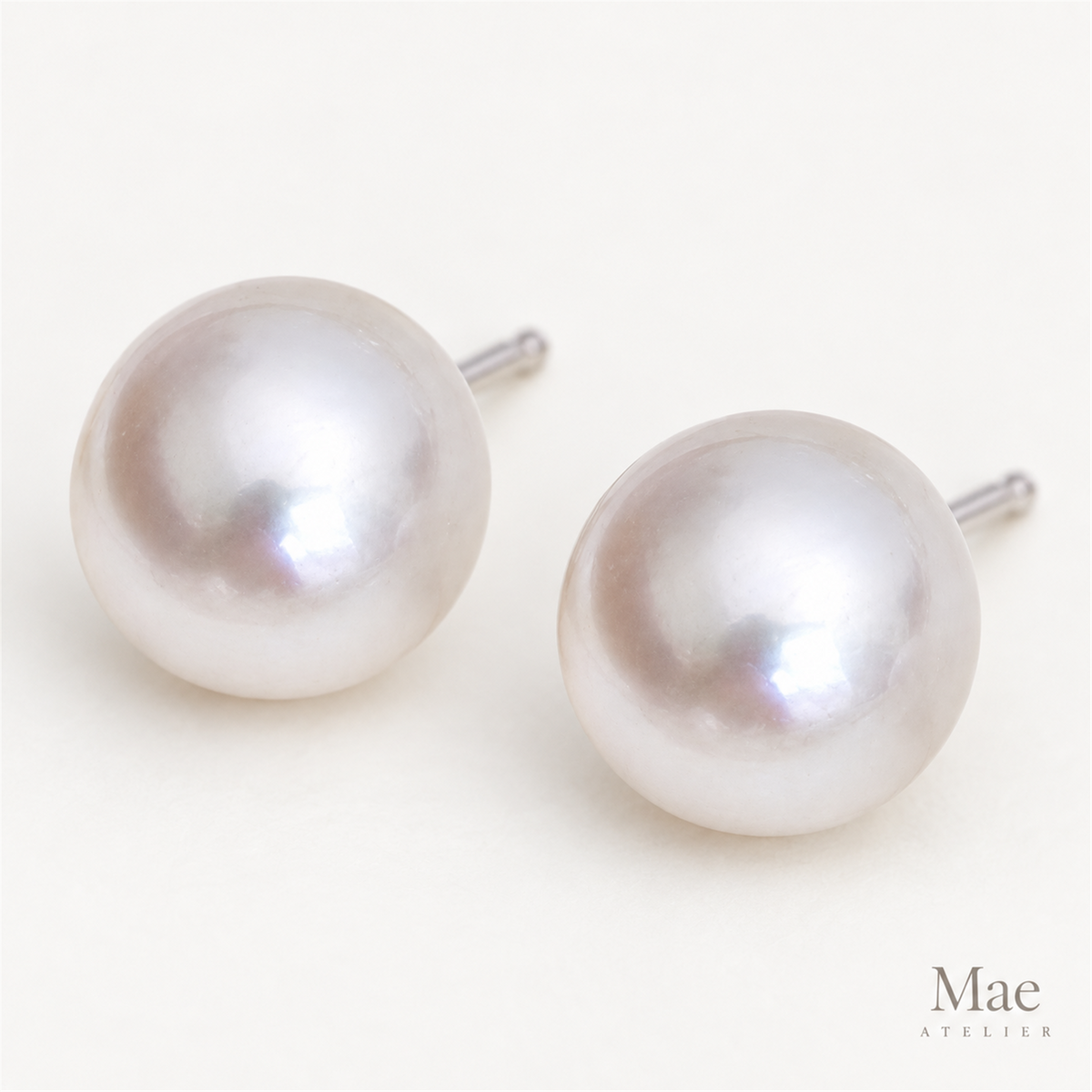 7-8mm Freshwater Pearl Studs, Domed Shape, Silky Luster Real Pearls, S925 Silver Posts, Everyday Gift for Her — pearl detail