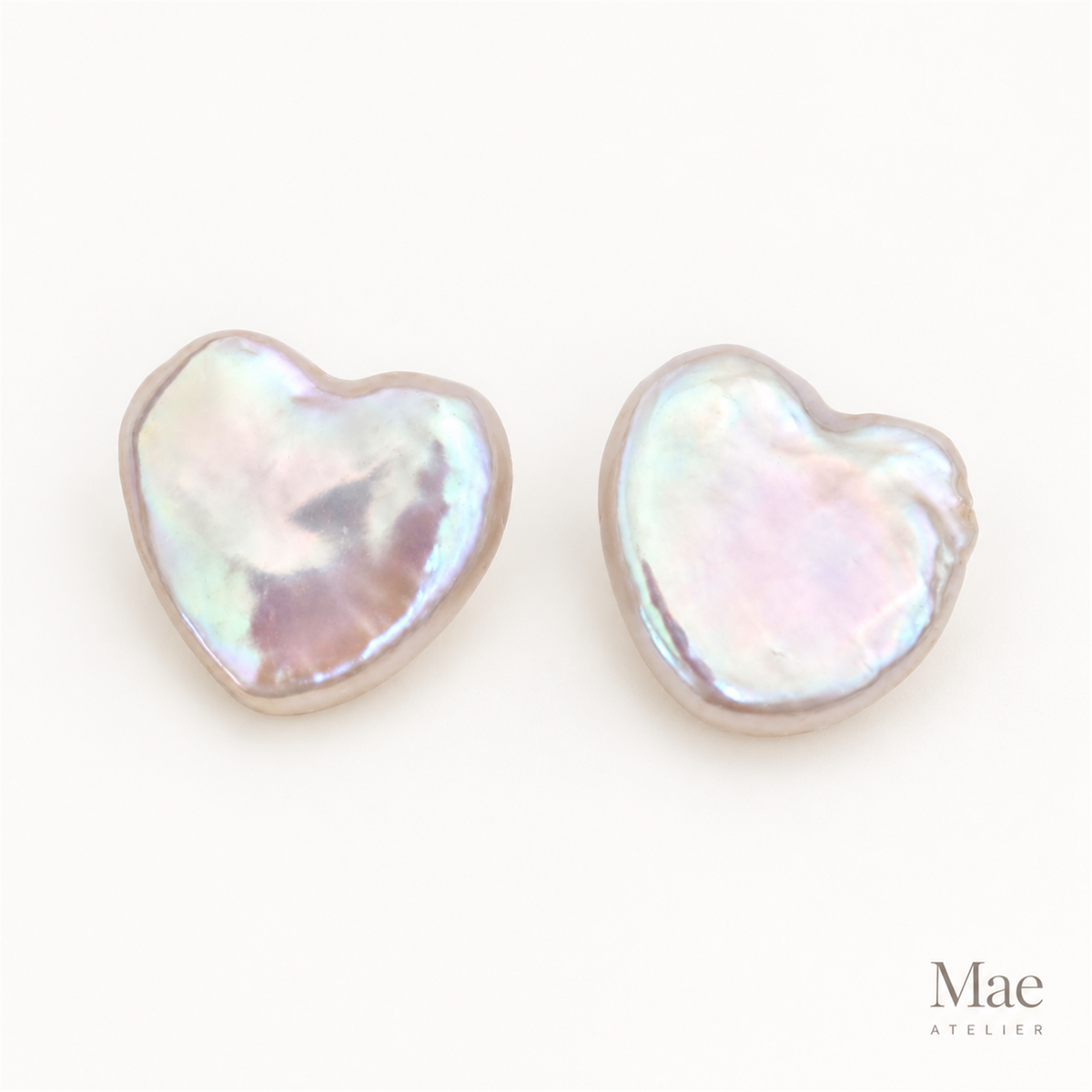 Heart Pearl Stud Earrings – Freshwater Baroque Pearl Studs, Handmade in Sterling Silver — hero view