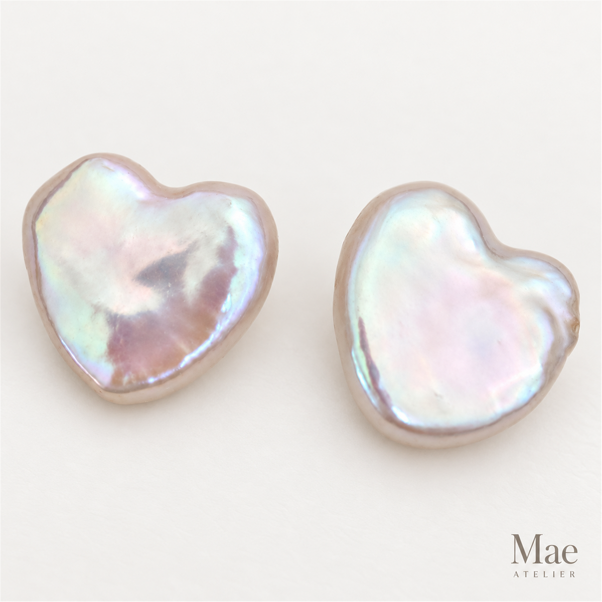 Heart Pearl Stud Earrings – Freshwater Baroque Pearl Studs, Handmade in Sterling Silver — pearl detail