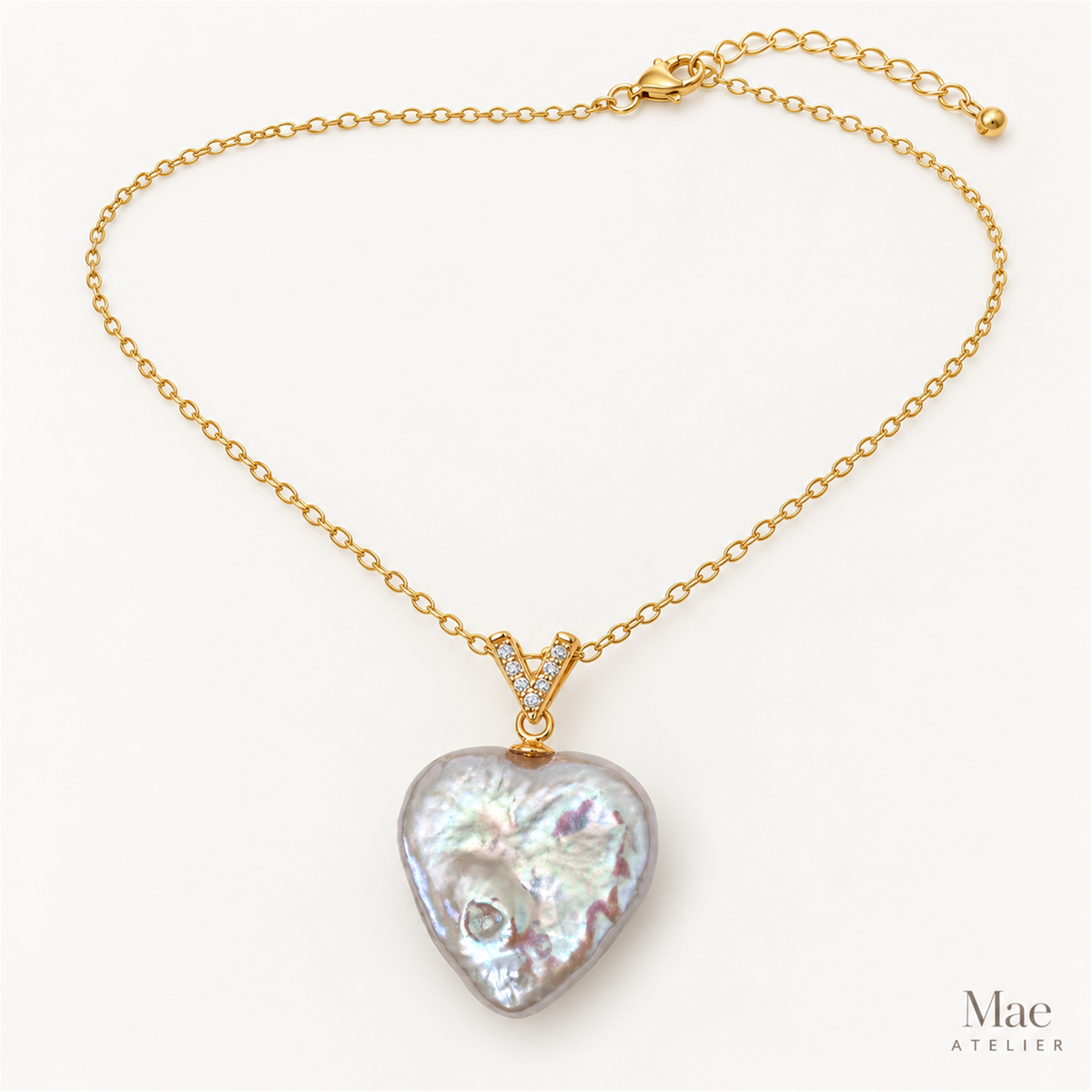 Heart Baroque Pearl Necklace — 18 mm — full product view