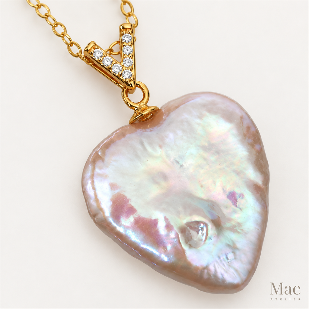 Heart Baroque Pearl Necklace — 18 mm — pearl detail