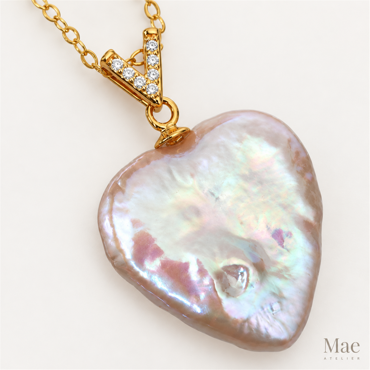 Heart Baroque Pearl Necklace — 18 mm — pearl detail